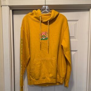 Eighty eight Men's Mustard Yellow Hooded Sweatshirt with Mushroom Graphic